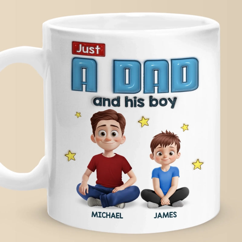 Dad Life Starts With Love - Family Personalized Custom 3D Inflated Effect Printed Mug - Father's Day, Gift For Dad
