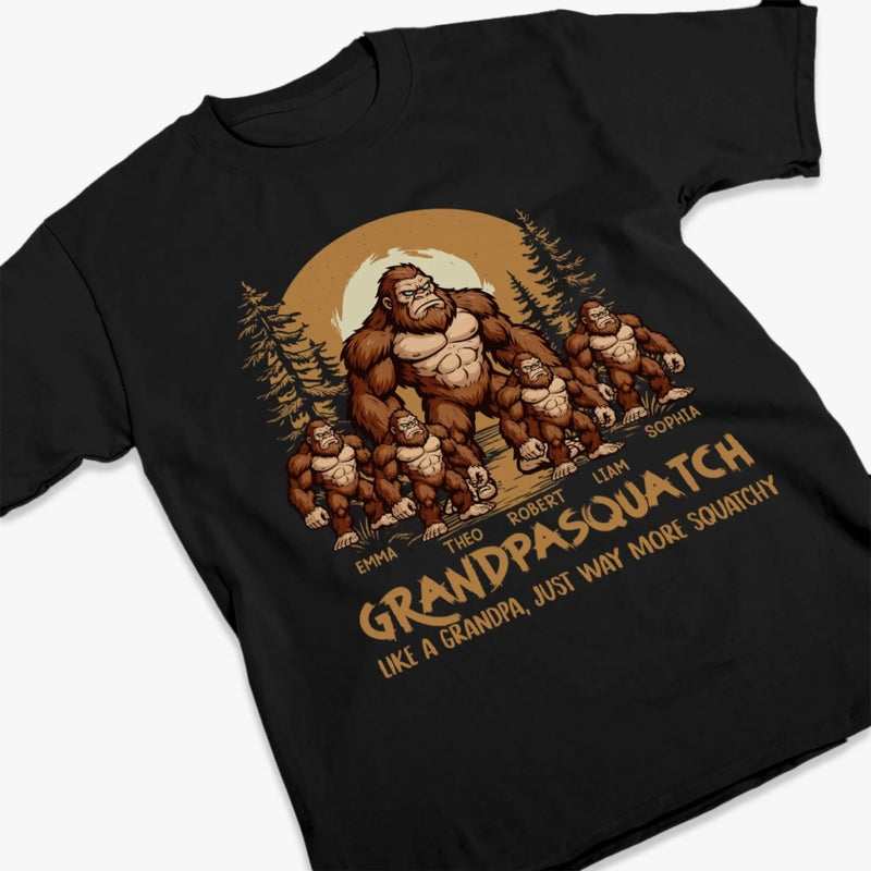 Sasquatch By Nature, Grandpa By Heart - Family Personalized Custom Unisex T-shirt, Premium T-shirt, Hoodie - Father's Day, Gift For Dad, Grandpa