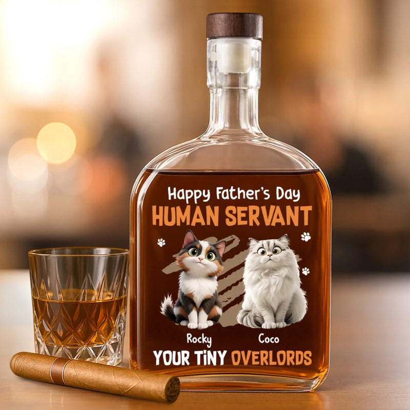 Thanks For The Treats, Now Go Away - Cat Personalized Custom Whiskey Bottle - Father's Day, Gift For Dad, Pet Owners, Pet Lovers