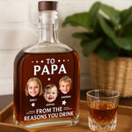 Custom Photo Gifts for Papa - Personalized Round Whiskey Bottle