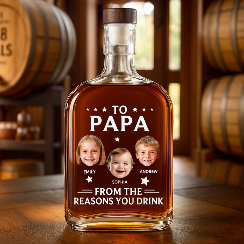Custom Photo Because We Make Life Interesting - Family Personalized Custom Whiskey Bottle - Father's Day, Gift For Dad, Grandpa