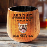 Custom Photo Dog Dad Vibes Only - Dog & Cat Personalized Custom Wooden Whiskey Glass - Father's Day, Gift For Dad, Dog Lovers