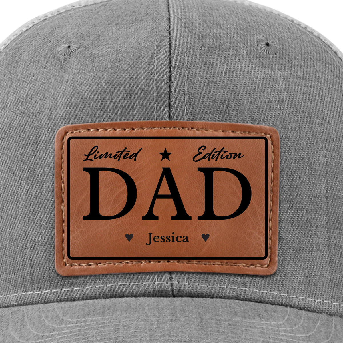 My Incomparable Dad - Family Personalized Custom Leather Patch Hat - Gift For Dad, Grandpa