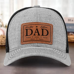 My Incomparable Dad - Family Personalized Custom Leather Patch Hat - Gift For Dad, Grandpa