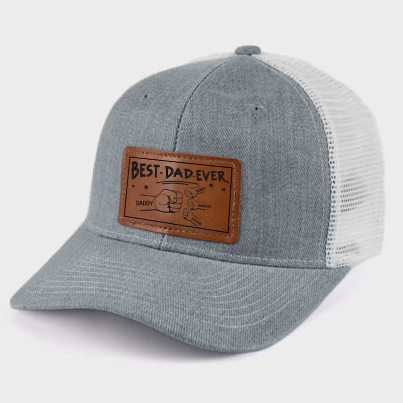 You're My Favorite, Grandpa - Family Personalized Custom Leather Patch Hat - Gift For Dad, Grandpa