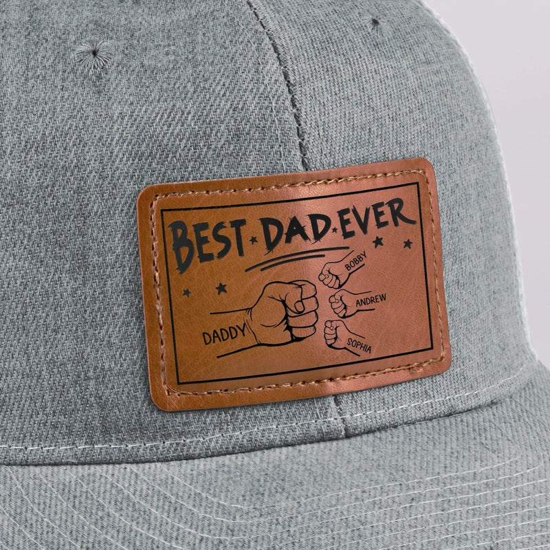 You're My Favorite, Grandpa - Family Personalized Custom Leather Patch Hat - Gift For Dad, Grandpa