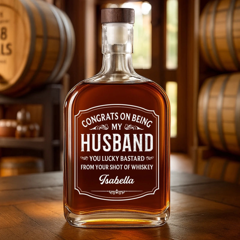 Cheers To My Amazing Husband - Couple Personalized Custom Whiskey Bottle - Gift For Husband Wife, Anniversary