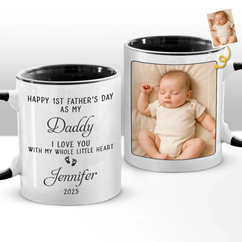 Custom Photo Hold Me Close, Even When Apart - Family Personalized Custom Accent Mug - Father's Day, Gift For Dad