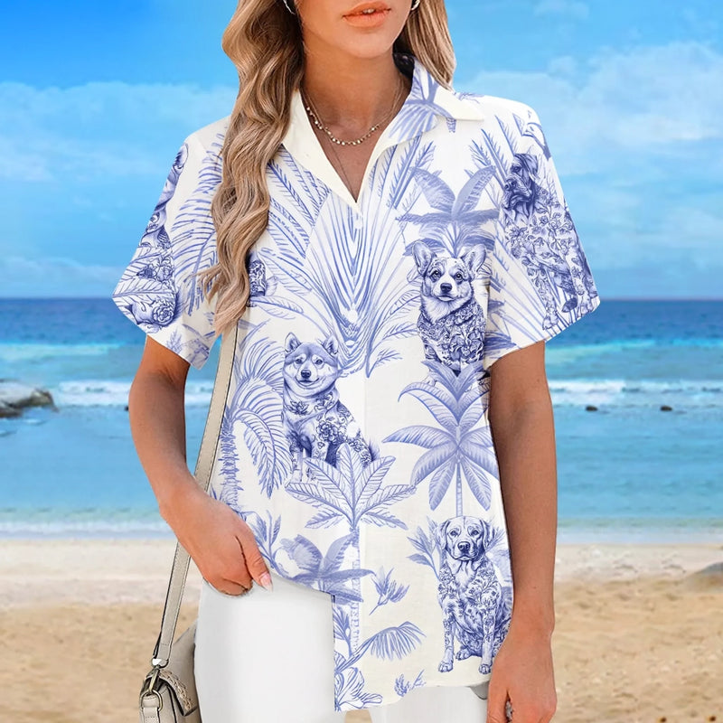 Tropical Pup Vibes - Dog Personalized Custom Unisex Tropical Hawaiian Aloha Shirt - Summer Vacation Gift, Gift For Pet Owners, Pet Lovers, Travel Lovers