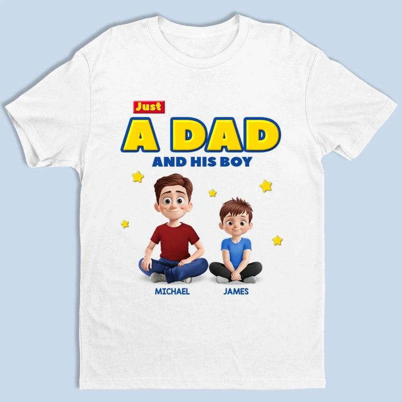 Just A Dad Doing His Best - Family Personalized Custom Unisex T-shirt, Premium T-shirt, Hoodie -  Father's Day, Gift For Dad, Grandpa