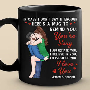 Je t'aime plus chaque jour - Tasse noire personnalisée pour couple - Cadeau pour mari et femme, anniversaire