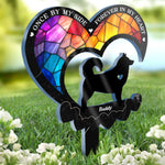 Heaven Gained A Furry Angel - Memorial Personalized Custom Stain Glass Style Acrylic Garden Stake - Sympathy Gift For Dog Lovers, Pet Owners