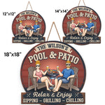Cold Drinks, Hot Grill - Couple Personalized Custom Home Decor Wood Sign - Gift For Husband Wife, Anniversary