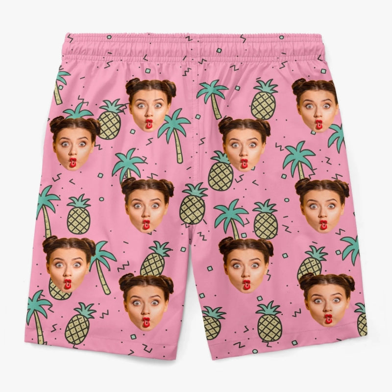 Custom Photo Pineapple Punch Squad - Family Personalized Custom Tropical Hawaiian Aloha Men Beach Shorts - Summer Vacation Gift For Family Members, Pet Owners, Pet Lovers