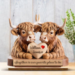 Together Is Our Favorite Place To Be - Couple Personalized Custom Shaped 2-Layered Wooden Plaque With Flat Stand - House Warming Gift For Couple, Husband, Wife