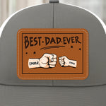 In Papa’s Grip, We Feel Safe - Family Personalized Custom Leather Patch Snapback - Father's Day, Gift For Dad, Grandpa