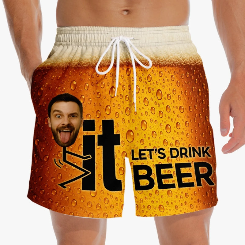 Custom Photo Liquid Therapy In Progress - Family Personalized Custom Tropical Hawaiian Aloha Men Beach Shorts - Summer Vacation Gift For Yourself, Family Members, Best Friends