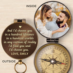 Custom Photo Someone Loves You Big Time - Couple Personalized Custom Compass - Gift For Wife, Husband, Couple