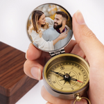 Custom Photo Someone Loves You Big Time - Couple Personalized Custom Compass - Gift For Wife, Husband, Couple