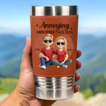 Still Annoying Each Other, Successfully - Couple Personalized Custom Printed Leather Tumbler - Gift For Husband, Wife, Couple