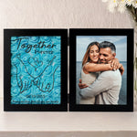 Custom Photo Together Forever - Couple Personalized Custom Double Frame Flower Shadow Box - Gift For Husband Wife, Anniversary