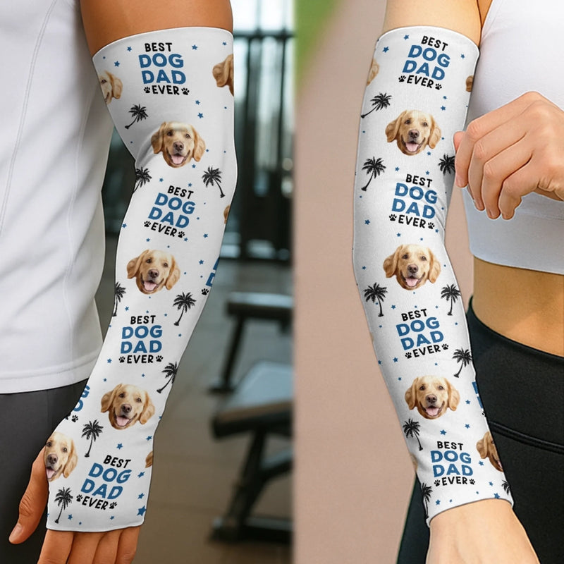 Custom Photo Best Dog Dad Ever - Dog & Cat Personalized Custom Tattoo Arm Sleeve - Summer Vacation Gift For Pet Owners, Pet Lovers