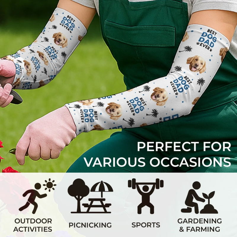 Custom Photo Best Dog Dad Ever - Dog & Cat Personalized Custom Tattoo Arm Sleeve - Summer Vacation Gift For Pet Owners, Pet Lovers