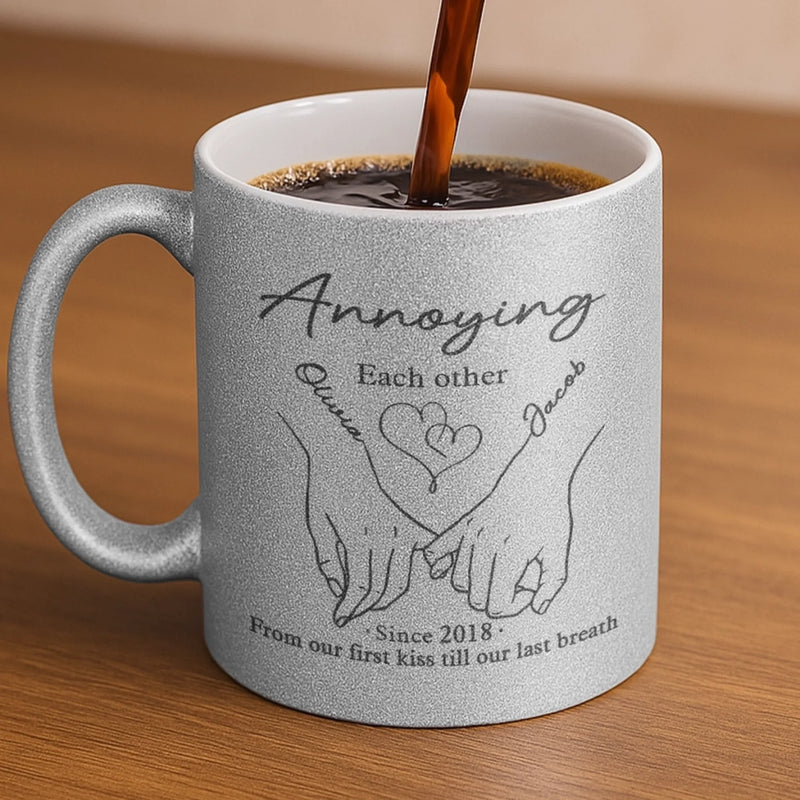 Annoying You Daily, With Love - Couple Personalized Custom Metallic Mug - Gift For Husband Wife, Anniversary