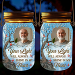 Custom Photo Your Memory Is My Keepsake - Memorial Personalized Custom Solar Jar Lantern - Sympathy Gift For Family Members