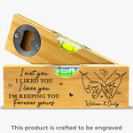 No Measure For Our Love - Couple Personalized Custom Engraved Wooden Bottle Opener With Built-in Spirit Level - Gift For Husband, Wife, Couple