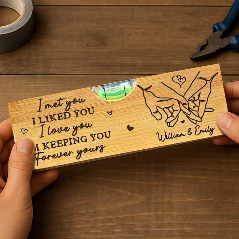 No Measure For Our Love - Couple Personalized Custom Engraved Wooden Bottle Opener With Built-in Spirit Level - Gift For Husband Wife, Anniversary