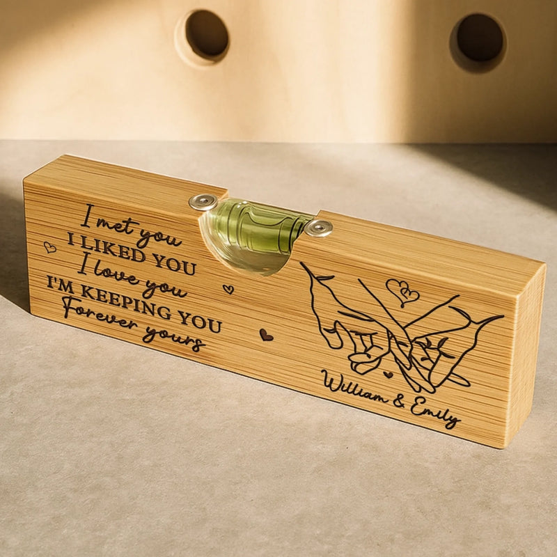 No Measure For Our Love - Couple Personalized Custom Engraved Wooden Bottle Opener With Built-in Spirit Level - Gift For Husband Wife, Anniversary