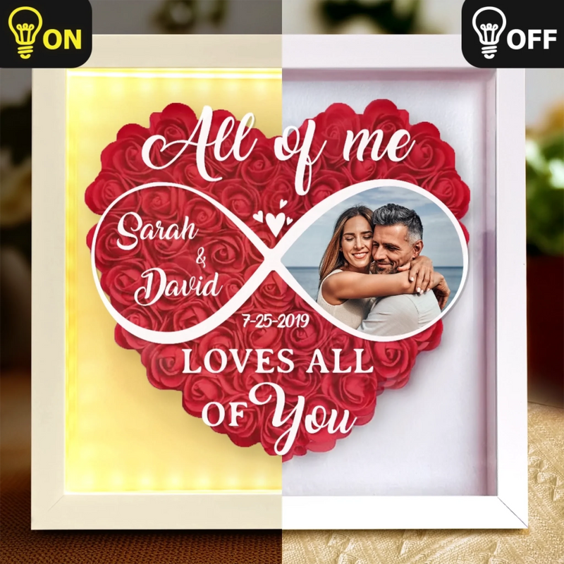 Custom Photo Holding Hands Through Every Season - Couple Personalized Custom Flower Shadow Box With LED - Gift For Husband Wife, Anniversary