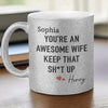 To My Awesome Wife,  You Make Every Day Worthwhile - Couple Personalized Custom Metallic Mug - Gift For Husband Wife, Anniversary