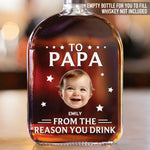 Custom Photo Gifts for Papa - Personalized Round Whiskey Bottle