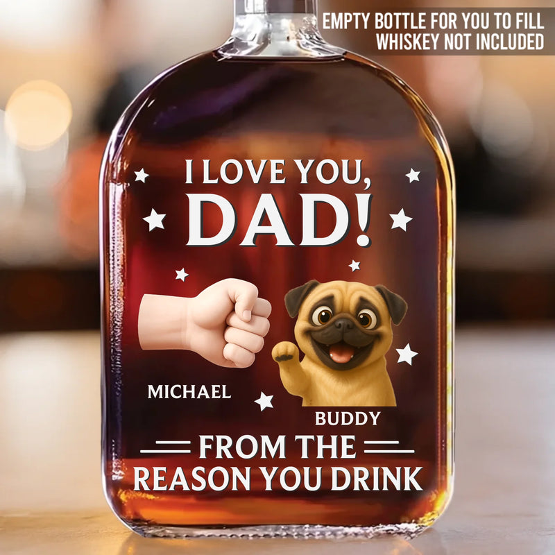 From Your Favorite Furry Troublemaker - Dog Personalized Custom Whiskey Bottle - Father's Day,  Gift For Dad, Pet Owners, Pet Lovers