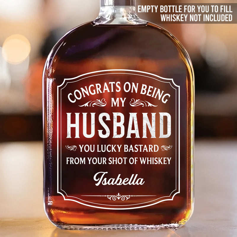 Cheers To My Amazing Husband - Couple Personalized Custom Whiskey Bottle - Gift For Husband Wife, Anniversary