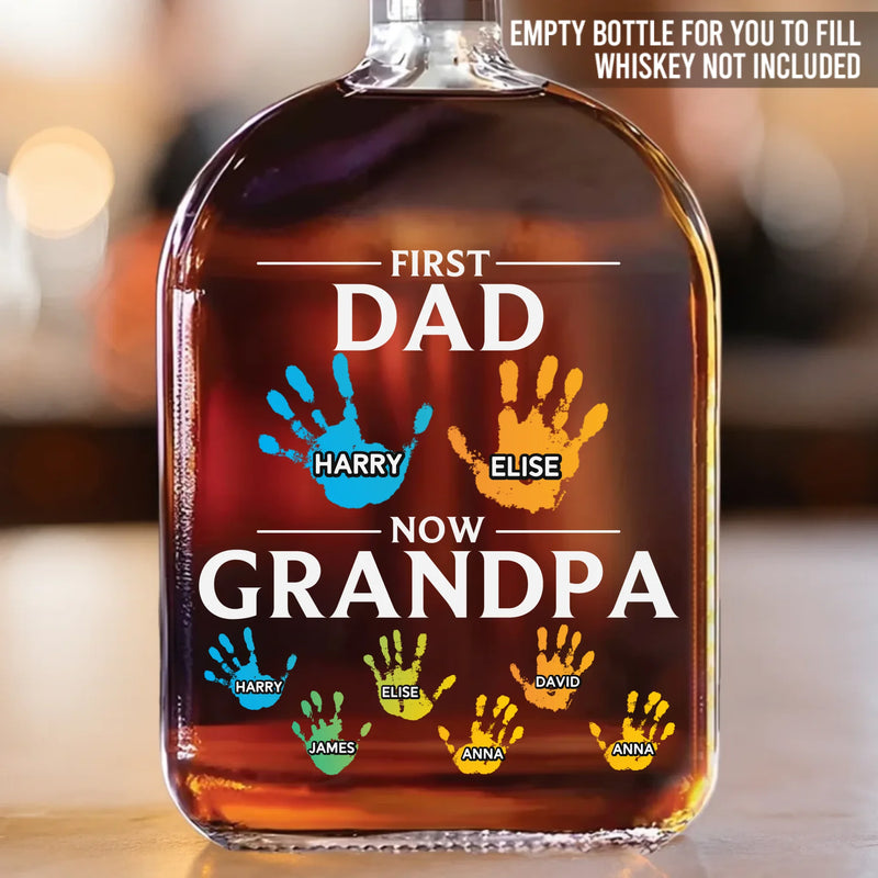Behind Every Great Family Is A Grandpa Who Was Once A Great Dad - Family Personalized Custom Whiskey Bottle - Father's Day, Gift For Dad, Grandpa