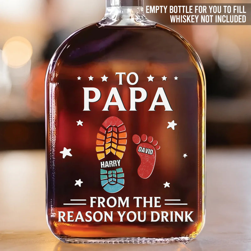 From Your Favorite Little Footsteps - Family Personalized Custom Whiskey Bottle - Father's Day, Gift For Dad, Grandpa