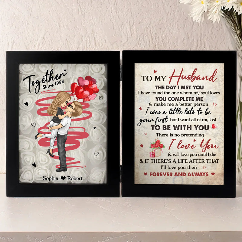 My Heart Belongs To You - Couple Personalized Custom Double Frame Flower Shadow Box - Gift For Husband Wife, Anniversary