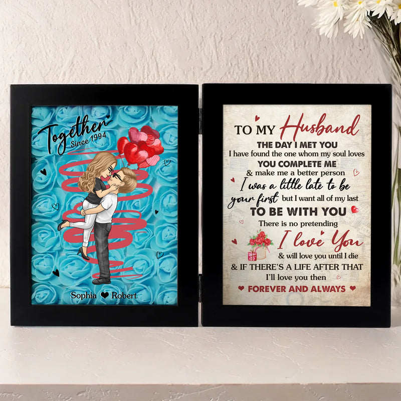 My Heart Belongs To You - Couple Personalized Custom Double Frame Flower Shadow Box - Gift For Husband Wife, Anniversary