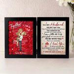 My Heart Belongs To You - Couple Personalized Custom Double Frame Flower Shadow Box - Gift For Husband Wife, Anniversary