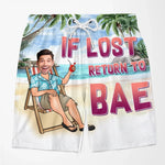 Custom Photo Vacation With Bae - Funny Personalized Custom Tropical Hawaiian Aloha Couple Beach Shorts - Summer Vacation Gift, Birthday Party Gift For Couple, Husband, Wife