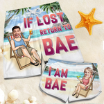Custom Photo Vacation With Bae - Funny Personalized Custom Tropical Hawaiian Aloha Couple Beach Shorts - Summer Vacation Gift, Birthday Party Gift For Couple, Husband, Wife