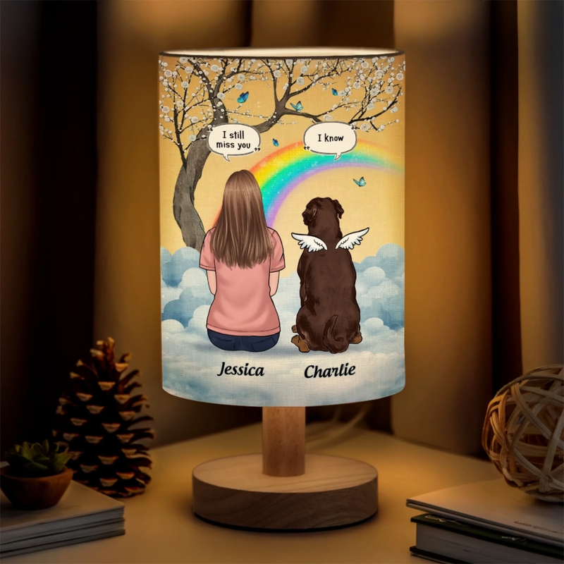 Your Pawprints Are Forever On My Heart - Memorial Personalized Custom Linen Bedside Table Lamp - Sympathy Gift For Pet Owners, Pet Lovers