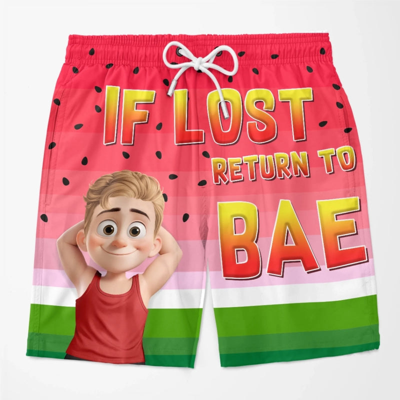 Summer With My Bae - Funny Personalized Custom Tropical Hawaiian Aloha Couple Beach Shorts - Summer Vacation Gift, Birthday Party Gift For Husband Wife