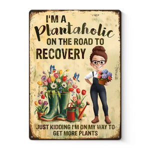 Plus de plantes, moins de stress ! Plaque en métal personnalisée pour la décoration intérieure de votre famille. Cadeau idéal pour vous-même, vos amis, vos frères et sœurs, votre famille et les amateurs de jardinage.