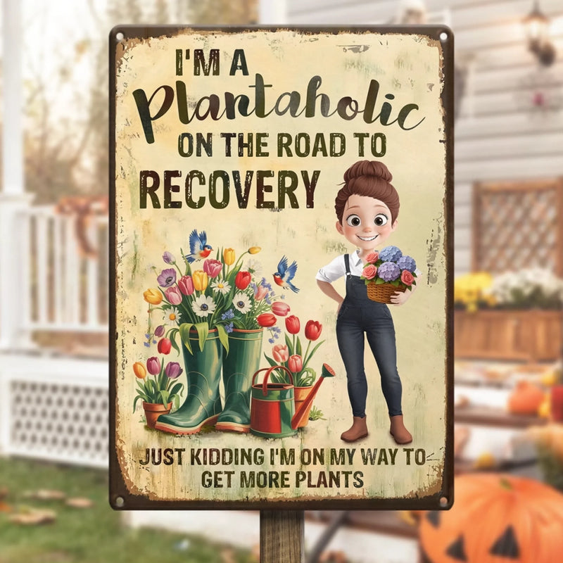 More Plants Less Stress - Family Personalized Custom Home Decor Metal Sign - Gift For Yourself, Best Friends, Siblings, Family Members, Gardening Lovers
