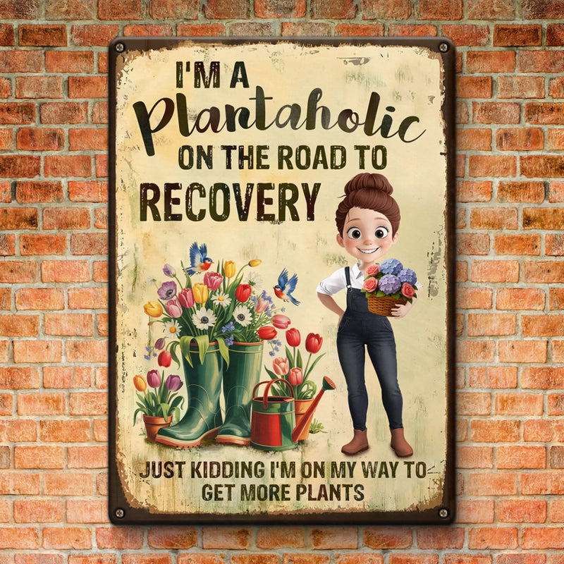 More Plants Less Stress - Family Personalized Custom Home Decor Metal Sign - Gift For Yourself, Best Friends, Siblings, Family Members, Gardening Lovers
