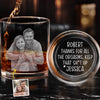 Custom Photo Keep Doing What You Do Best - Couple Personalized Custom Whiskey Glass With Bottom And Side Engraving - Gift For Husband Wife, Anniversary